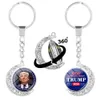 Presidente Trump Keychain Double Side Rotary meia lua Chaveiros EUA reeleger Chaveiros Mantenha América Grande Partido Pendant Favor GGA3592-1