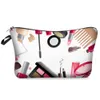 Red Lip 3D Printing Cosmetic Bags With Multicolor Pattern Cute Eyes Makeup Pouchs For Travel