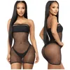 Women's Swimwear Cover Up Summer Women Sexy Bronzing Bandeau Fishnet Mesh Bikini See Through Swimsuit Cover-Ups Beach Dress Bathing Suit Smo