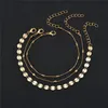 Gold coins beads anklet chain women Summer beach multi layer Wrap Foot Chains Bracelet fashion jewelry will and sandy gift