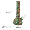 DHL 7.4 '' Glow in the Dark Beaker Water Pipe Unbreakable Printing Silicone Bongs met glazen kom siliconen waterleiding voor rokende bongen