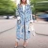 Autumn Womens Floral Pattern Printed Jacket Long Blends Coats Female Elegant Vintage Long Sleeve Party Woman Coats Winter 2020