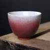 Vintage rot-weiße persönliche Teetasse im japanischen Stil, variable Teetasse aus Keramik, einzelne Master-Tasse, Retro-Wohnkultur