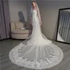 Cathedral Length Bridal Veils Lace Appliques Long Wedding Veils White Ivory Charming Designer Vestido De Noiva Longo Wedding Veil