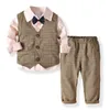 Clothing Sets Baby Boy Gentleman Wedding Suit Vest Shirt Bow Tie 4 Piece Set Dress Flower Girl Show Costume Banquet Formal1414974