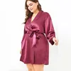 Ladies Sexy Sleeping Gown Women Satin Bride Bathrobe Robe Lace Silk Kimono Bathrobe New Women Autumn Nightwear Plus Size