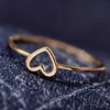 Simple Hollow Love Heart Ring Beautiful Gold Silver Wedding Couples Heart Ring Jewelry Bride Size 6 7 8 9 10 for Women Girl Valentines Gift