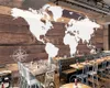 Papel tapiz 3d, tablero de madera nostálgico europeo y americano, mapa del mundo, Bar, cafetería, fondo de pared, Mural de seda, papel tapiz