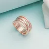 Rose Gold Sparkling Polished Lines Ring med originalbox f￶r Pandora 925 Sterling Silver Designer Br￶llopsmycken f￶r kvinnor CZ Diamond Girl Gift Luxury Rings