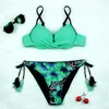 2020 nya bikinis kvinnor baddräkt låg midja baddräkt godis färg tofsels lace-up swimwear push up bikini set sommar strand bär biquini