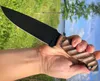 1pcs de la alta calidad de supervivencia cuchillo recto A2 Negro punto de la gota de la hoja de arce de la manija de la espiga completa tácticos Cuchillos con la envoltura de cuero