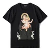 Virgin Mary Иисус и ягненка Мужская хлопчатобумажная футболка Женщины хип-хоп с коротким рукавом футболка с коротким рукавом скейтборд модной уличной одежде