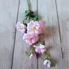 Rosa finta a stelo lungo (7 teste/pezzo) 35,43" Lunghezza Simulazione Rose cinesi primaverili per fiori artificiali decorativi per la casa di nozze