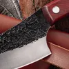 Högkolstål Forg med handgjorda kökskockar Lnife Sharp Cleaver Slice Boning Paring Lnife Outdoor Camping LNIFE Matlagningsverktyg WI2849