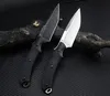 Alta Qualidade Outdoor Survival Straight Faca D2 Cetim / Pedra Preta Lavagem Tanto Blade Blacks G10 Tang Tang alça com Kydex