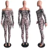 Womens Money Dollar Print Sheer Mesh Overall Frauen Sexy Off Schulter Lange Flare Hülse Dünne Strampler Nachtclub Insgesamt Outfit