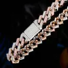 Nya killar Rose Gold Plated 14mm 18 22inch Bling Cubic Zirconia Butterfly Curb Link Chain Choker Halsband Bijoux Hiphop Rapper Smycken för män