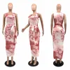 Plus Größe 3X 4XL Sommer Frauen größere Größe Kleid Mode Batik einteiliges Kleid Bandage einteiliger Rock lässig dünnes figurbetontes Kleid 3526