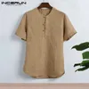 Chemises décontractées en coton et lin pour hommes, t-shirts d'été grand 2xl, vêtements masculins à manches courtes, Camisas Masculina Y19072201