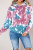 El teñido anudado del arco iris Pullover nube multi del color del suéter con capucha del bolsillo de la camiseta de manga larga Tops 5 colores LJJK2435