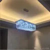 Inomhuskristall Droplight Modern Contemporary Rectangle Rain Drop Crystal Lekelerare för matsal Suspension Lampa Belysning Fixture