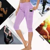 Woman Workout Capri Fitness Leggings With Side Pocket High Waist Running New Pants Sportwear Legging Sport Femme Pants1246650
