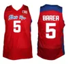 Jose JJ Barea #5 팀 푸에르토 리코 농구 저지 레드 승인 된 바느질 스티치 스티치 크기 2xs-4xl jerseys