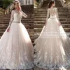 Свадебные платья кружева аппликациями Свадебные бальные платья принцессы с длинными рукавами Свадебные платья V шеи Petites Plus Размер сшитое