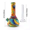 8.7 Inch Silicone Water Pipe with Glass Bowl Silicone Tobacco Smoking Pipes for burn Dry Herb Unbreakable Percolator Bong Smoking oil rig