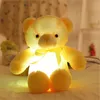 공장 아울렛 색상 빛나는 테디 베어 봉제 인형 장난감 Kawaii GlowingPlush 장난감 어린이 크리스마스 선물 무료 UPS