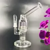 7.8 pulgadas Bongas de vidrio transparente Hookahs Doble Matriz Pájaros de agua Pipes Bong Dab Rig 14 mm Beaker de fumar articulación