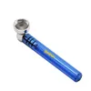 Wholesale Mix Color Glass Smoke Pipe 93MM Tobacco Herb Pipes With Metal Bowl Smoking Accessories