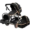 Luxe 3 in 1 kinderwagen Draagbare Hoge Landschap Gouden Zwarte Kinderwagen Vouwen Multifunctionele Pasgeboren Infant Stroller1