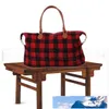 Buffalo Plaid Handväska Stora Kapacitet Rese Weekender Tote med PU Handtag Rutig Utomhus Sport Yoga Totes Förvaring Duffel Väskor OOA6397-23