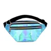 Sacs de taille holographiques pour femmes, sac banane argenté, sac de ceinture noir géométrique, pochette de poitrine Laser pour téléphone, sac de voyage de Sport