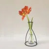 Creative Retro Iron Line Flowers Vase Metal Plant Holder Moderna Solida Nordic Styles Iron Vase Home Art Garden Decor Without Glass Bottle