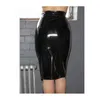 Plus Size Women Wet Look Knee Length Bandage Skirt Full Zipper Front High Waist Pencil Midi Skirt Sexy Package Hips PVC Clubwear