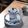 Mudança de forno sancai gaiwan xícara de chá estilo japonês tigela pote de cerâmica vintage bolha seca prato grande tigela de chá acessório de terrina