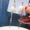 Silver Needle Flower Tassel Örhängen Ny Fashion Sydkorea Lång stil Super Fairy Örhängen Semester Örhängen Kvinna Partihandel