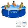 Intex 366 76cm Blue Piscinaラウンドフレームスイミングプールセットパイプラックポンドフィルターポンプ付き大家族スイミングプールB320012806