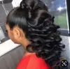 Moda Kobiety Loose Wave Ponytail Hairpiece Eleek Ludzki Włosy Sznurek Ponytails Brazylijski Dziewiczy Włosy Pony Ogon Przedłużenie 140g # 1 Kolor