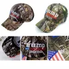 Camo Donald Trump 2020 Hoed Make America Great Maga Hat Caps VS Vlag 3D Borduurwerk Brief Camouflage Mens Baseball Cap voor Vrouwen Vrouw
