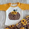 Neue Mode Baby Mädchen Kleidung Sets Halloween Mädchen Boutique Kleidung Bell Bottom Kürbis Sonnenblumen Druck Herbst Langarm Kinder Kinder Outfits Großhandel