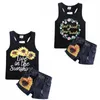 Kids Designer Odzież Słonecznik Dziewczyny Kamizelki Dżinsowe Szorty 2 sztuk Zestawy Summer Toddler Girl Stroje Boutique Dzieci Odzież 2 DW4171