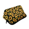 Sunflower Floral Waterproof Makeup Bag Neoprene Travel Zippered Storage Bags Pouch Toiletry Pencil Case Organizer Cosmetic Packing For Women