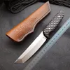 Özel Offfer Survival Düz Bıçak VG10 SATIN Tano Point Blade Tam Tang Ebony Sap taktik bıçaklar deri kılıflı