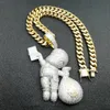 Large Size High Quality Brass CZ stones Cartoon Money Bag pendant Hip hop Necklace Jewelry Bling Bling Iced Out CN044B CX200721