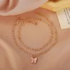 패션 나비 Anklet 비치 더블 팔찌 골드 체인 빈티지 Anklets Womens 힙합 쥬얼리