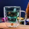 Kerstboom Festival Glass Cup Mokken Hittebestendige Dubbellaags Glazen Bottes Ontbijt Havermeel Melkbeker Custom Drinken Mugglass Cup