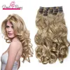 Greatremy 20 "Body Wave Full Head Clip in Hair Extensions Haarbloem Synthetische Haar Inslag Kleuren # 1b # 4 # 6 # 10 # 16 # 27 # 30 # 33 # 99J # 60 # 613, # 27/613